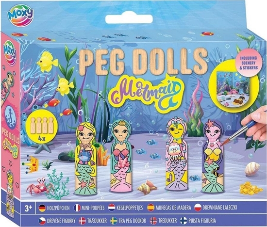 Изображение Zestaw drewnianych laleczek do malowania Syrenki