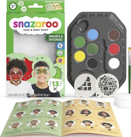 Изображение Zestaw farb do malowania twarzy smoki i dinozaury