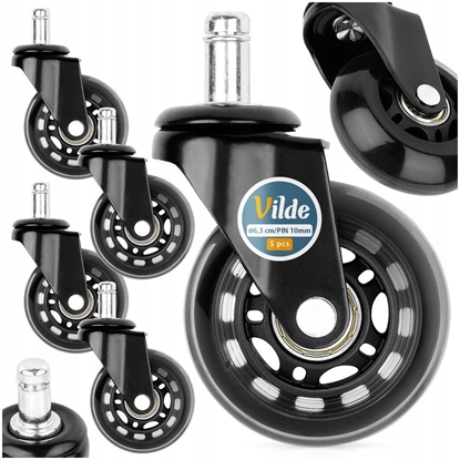 Attēls no Zestaw Kóka do Fotela Biurowego Kauczukowe VILDE 6,3 cm / 10 mm 5 szt.