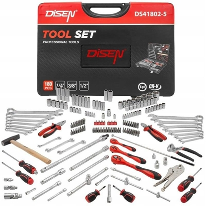 Изображение Zestaw narzdzi 180el. 1/4" i 3/8" i 1/2" (4-32mm) (6-ktnych)