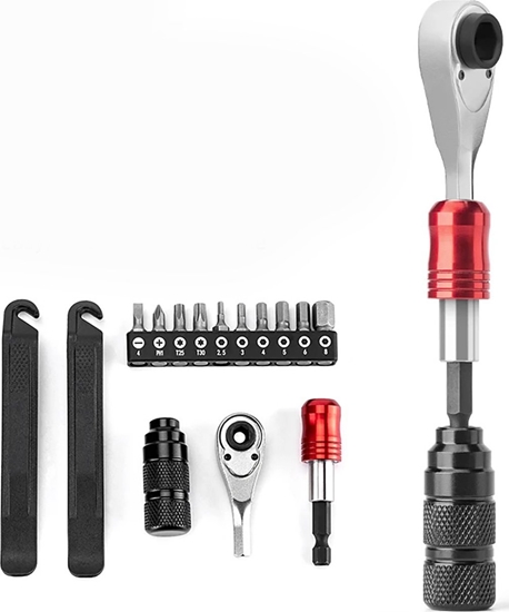 Изображение Zestaw narzdzi do naprawiania rowerów wymiany dtek i opon - czarny Zestaw narzdzi do naprawiania rowerów wymiany dtek i opon - czarny