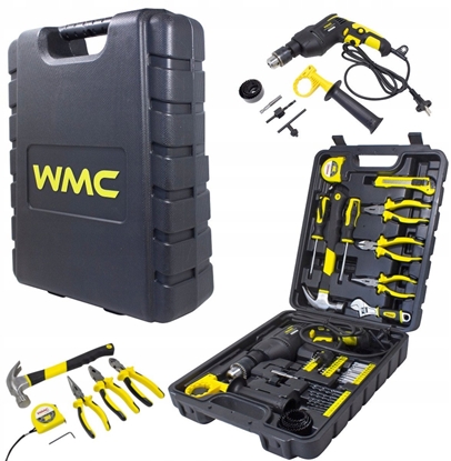 Изображение Zestaw narzdziowy 59el (wiertarka udarowa 750W, wierta, bity, szczypce, wkrtaki, motek) w walizce