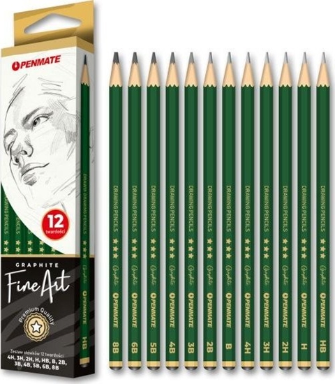 Picture of Zestaw oówków PENMATE fine art. 12 twardoci 4H-8B