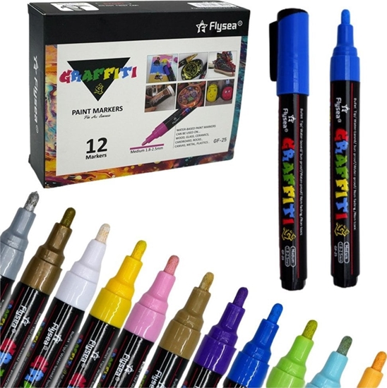 Picture of Zestaw Pisaków Flamastrów Akrylowych Intensywne Kolory 12szt EDUKAMP