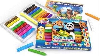 Attēls no Zestaw plastelina 8 kolorów + kredki 8 kolorów