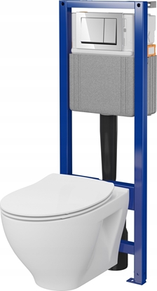 Picture of Zestaw podtynkowy Cersanit SAVIO Clean On, Stela 40, Deska slim, duroplast, wolnoopadajca, atwe wypinanie, przycisk chrom bysk (S701-828)