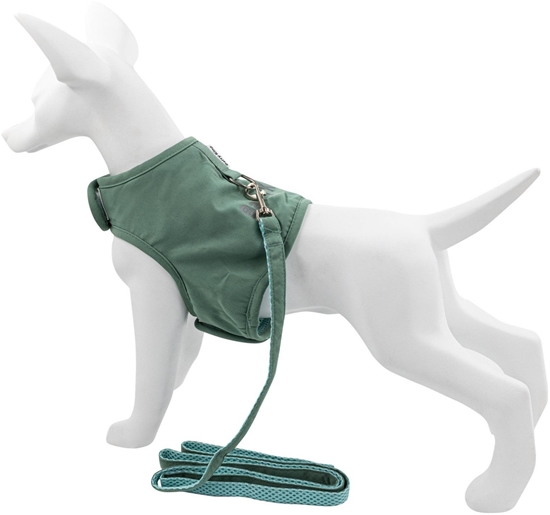 Picture of Zestaw, szelki+smycz, dla psa, zielony, ptno nylonowe, rozmiar L