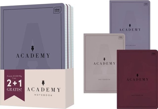 Picture of Zeszyt A5 60k. INTERDRUK 90g Academy, kratka 2szt+1szt GRATIS