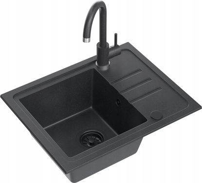 Picture of Zlewozmywak BEN 116 granitowy Black z czarnym syfonem i czarn zalepk
