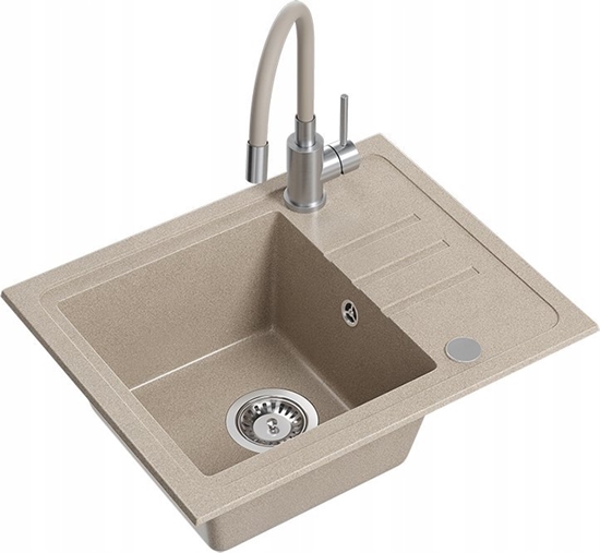 Picture of Zlewozmywak BEN 116 zlewozmywak granitowy river sand 55x44 z beow bateri z elastyczn wylewk, ze stalowym syfonem i zalepk