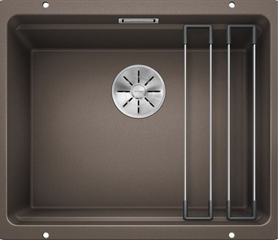 Изображение Zlewozmywak Blanco Etagon 500-U Silgranit kawowy z korkiem InFino + szyny (522236)