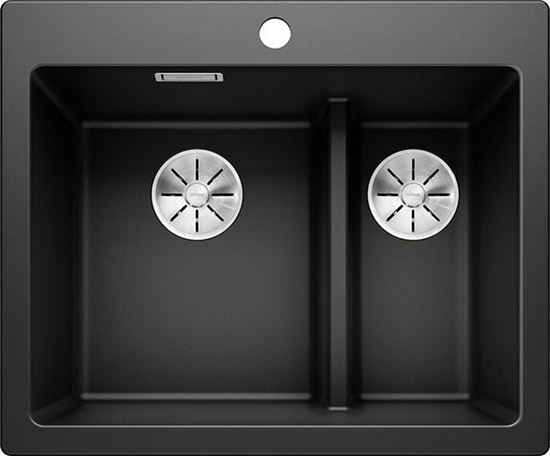 Picture of Zlewozmywak Blanco Pleon 6 Split Silgranit czarny z korkiem InFino, komora z lewej (525955)