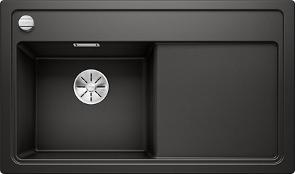 Attēls no Zlewozmywak Blanco Zenar 45 S Silgranit czarny z korkiem automatycznym InFino, komora z lewej (526034)