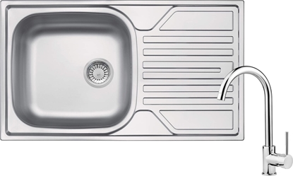 Attēls no Zlewozmywak Deante Legato Zlewozmywak stalowy z bateri 1-komorowy z ociekaczem