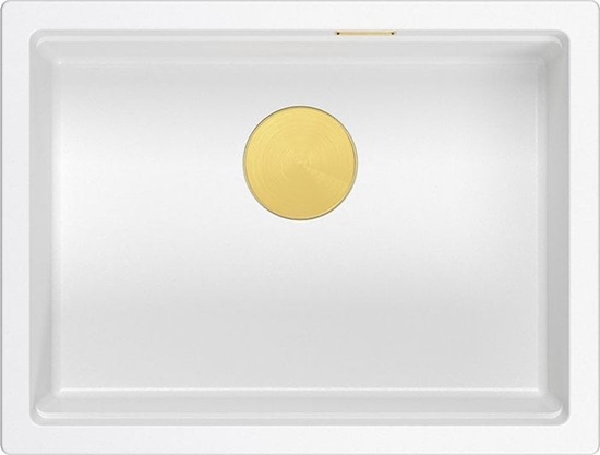 Изображение Zlewozmywak GraniteQ LOGAN 100 GraniteQ zlewozmywak snow white 59,5x45,1x21,5 cm 1-komorowy podwieszany z syfonem manualnym zoty