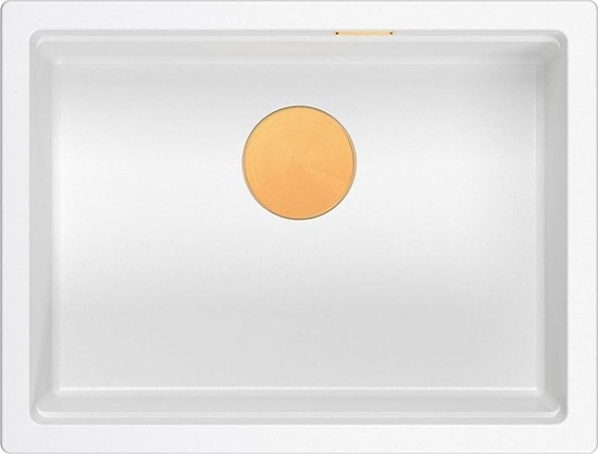 Picture of Zlewozmywak GraniteQ LOGAN 100 GraniteQ zlewozmywak snow white 59,5x45,1x21,5 cm 1-komorowy wpuszczany z syfonem manualnym miedziany