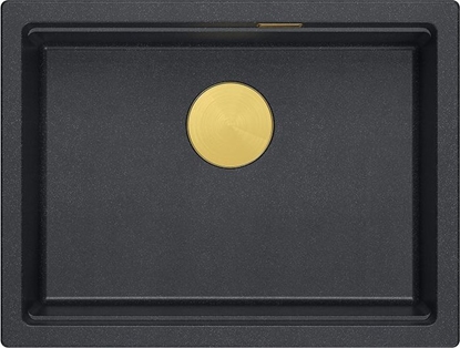 Attēls no Zlewozmywak GraniteQ LOGAN 100 zlewozmywak black diamond 59,5x45,1x21,5 cm 1-komorowy wpuszczany z syfonem manualnym zoty