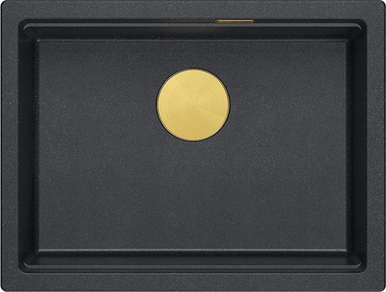Picture of Zlewozmywak GraniteQ LOGAN 100 zlewozmywak black diamond 59,5x45,1x21,5 cm 1-komorowy wpuszczany z syfonem manualnym zoty
