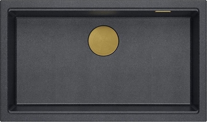 Изображение Zlewozmywak GraniteQ LOGAN 110 zlewozmywak black diamond 76x44x23,5 cm 1-komorowy wpuszczany z syfonem manualnym zoty