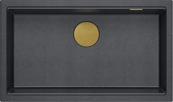 Изображение Zlewozmywak GraniteQ LOGAN 110 zlewozmywak black diamond 76x44x23,5 cm 1-komorowy wpuszczany z syfonem manualnym zoty