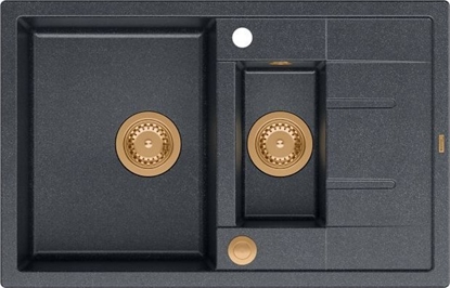 Picture of Zlewozmywak GraniteQ MORGAN 156 GraniteQ zlewozmywak black diamond z syfonem Push To Open okrgy 1,5-komorowy z/o +/ elementy zote