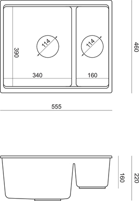 Picture of Zlewozmywak GraniteQ QUADRON | LOGAN 150 | granitowy zlewozmywak kuchenny BE + ZOTO PVD | wymiary: 56 x 46 x 22 cm | 1,5-komorowy wpuszczany | podbudowa szafki od: 60 cm