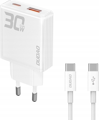 Attēls no adowarka Dudao adowarka sieciowa GaN Dudao A30EUT 30W USB-A / USB-C + kabel USB-C - USB-C - biaa