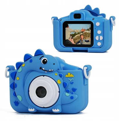 Attēls no Aparat Cyfrow 48mp Kamera 1080p Dla Dziecka 5x Gry Mp3  Xrec X2 / Dinozaur Niebieski