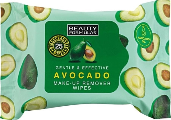 Picture of Beauty Formulas Makeup Remover Avocado chusteczki do demakijau z olejkiem z awokado 25 szt.