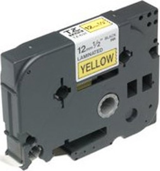 Picture of Brother Brother Gloss Laminated Labelling Tape - 12mm, Black/Yellow tamy do etykietowania TZ
