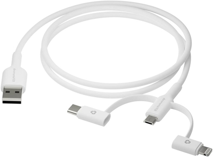 Attēls no Kabel USB dbramante USB-A - USB-C + microUSB + Lightning 1 m Biay (CBX3A3WH7176)