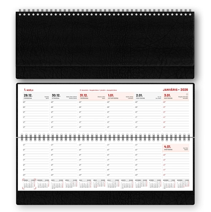 Изображение Galda kalendārs 2026 gadam Long, PVH vākos, melns