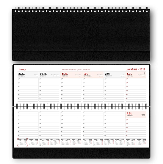 Picture of Galda kalendārs 2026 gadam Long, PVH vākos, melns