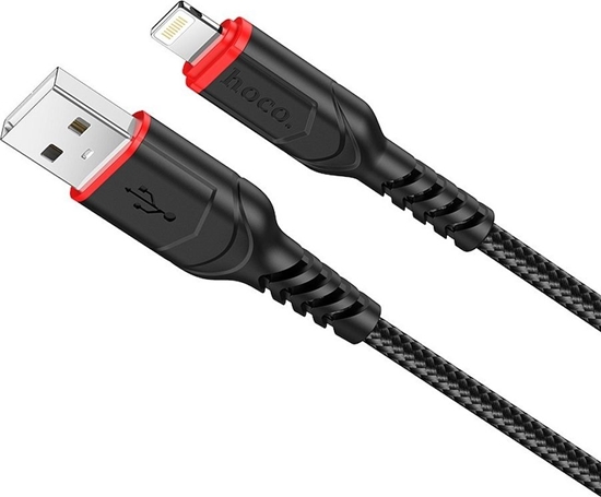 Picture of Kabel USB Hoco USB-A - Lightning 1 m Czarno-czerwony (6931474744869)