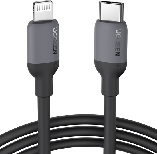 Изображение Kabel USB Ugreen USB-C - Lightning 1 m Czarny (UGR1164BLK)