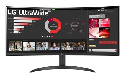 Picture of LCD Monitor|LG|34"|Curved/21 : 9|Panel VA|3440x1440|21:9|100 Hz|5 ms|Tilt|34WR50QK-B