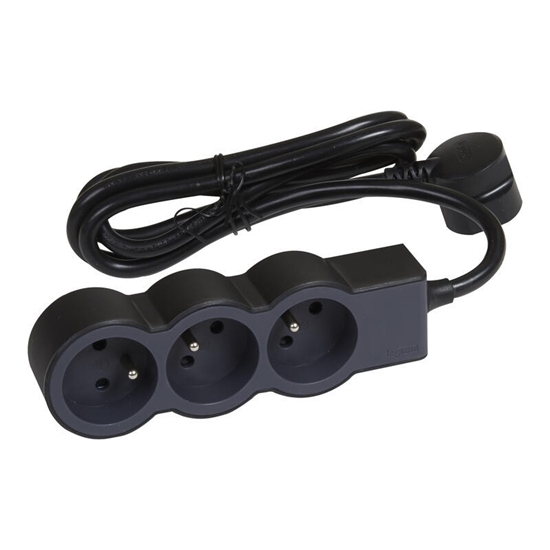 Picture of Listwa zasilająca extra płaska 16A 3680W 3x2P+Z z przewodem 1.5 m - Czarno-ciemnoszara