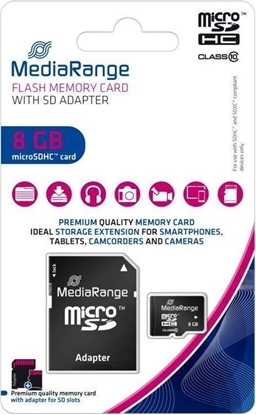 Attēls no MEMORY MICRO SDHC 8GB C10/W/ADAPTER MR957 MEDIARANGE