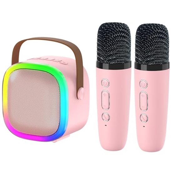 Изображение Riff K12 Portatīvā BT karaoke sistēma ar 2 Wireless mikrofoniem Pink