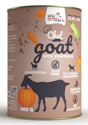 Attēls no SYTA MICHA Chef Goat with vegetables - wet dog food - 400g