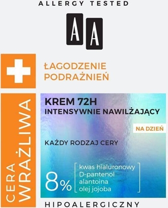 Изображение AA Cera Wraliwa agodzenie Podranie 72H intensywnie nawilajcy krem do kadego rodzaju cery na dzie 50ml
