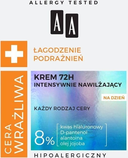 Изображение AA Cera Wraliwa agodzenie Podranie 72H intensywnie nawilajcy krem do kadego rodzaju cery na dzie 50ml