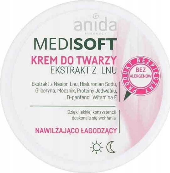 Picture of Anida Medisoft Nawilajco-agodzcy krem do twarzy do skóry suchej i podranionej - ekstrakt z lnu 100ml