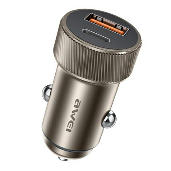 Picture of AWEI car charger C-857 33W USB+USB-C brown