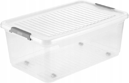 Attēls no Box with lid on wheels clipbox Leo 59x38x24cm 37L transparent 4052396109757