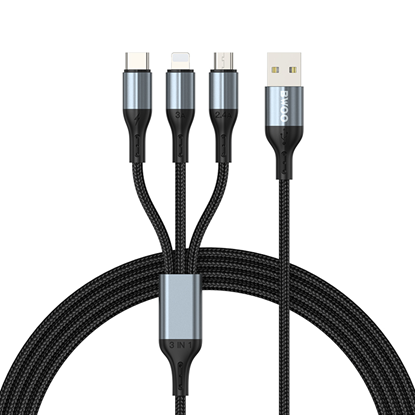 Attēls no BWOO 3-in-1 Cable USB - USB-C, Lightning, Micro US