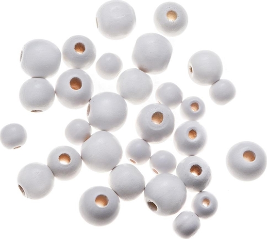 Picture of Drewniane koraliki, kulki biae 30szt