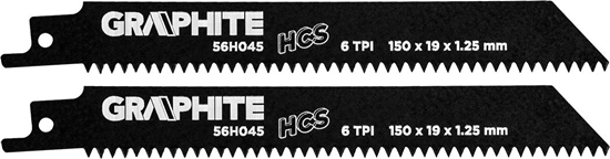 Picture of Graphite Brzeszczoty bagnetowe (Brzeszczot do piy szablastej, HCS, 150 x 19 x 1.25 mm, 6TPI, kpl. 2 szt.)