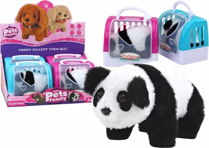 Picture of LeanToys Panda Interaktywna Pluszowa W Transporterze Róowy Niebieski