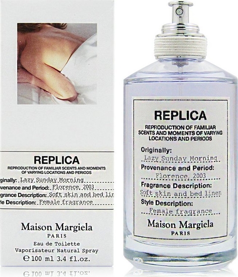 Изображение Maison Margiela Replica Lazy Sunday Morning Edt Fl100ml, Unisex, 100 ml, Non-refillable bottle, Aldehyde, Lily of the valley, Pear, Iris, Orange blossom, Rose, Patchouli, White musk